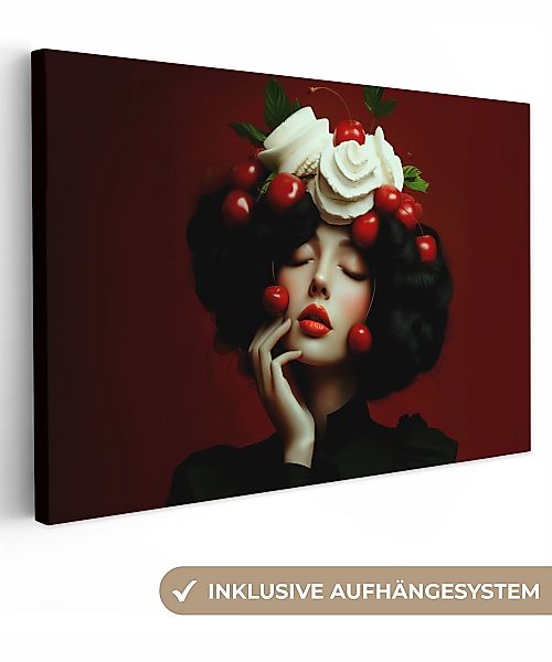 OneMillionCanvasses® Leinwandbild Frau - Kirschen - günstig online kaufen