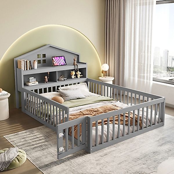XDeer Kinderbett Kinderbett,Massivholz-Kinderbettrahmen, Hausleiste, mit Ei günstig online kaufen