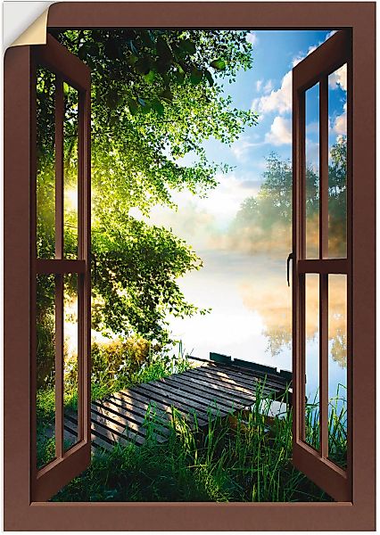 Artland Wandbild "Fensterblick Angelsteg am Fluss", Fensterblick, (1 St.), günstig online kaufen