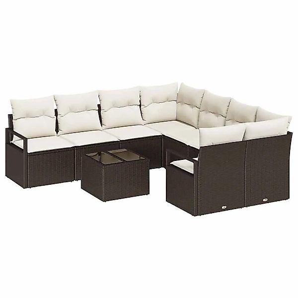 vidaXL Sofa Set mit Kissen 9-Tlg Braun und Creme Poly-Rattan 3354987 günstig online kaufen