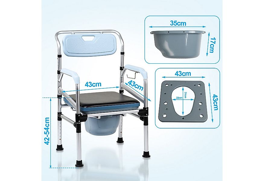 Clanmacy Toiletten-Stuhl Toilettenstuhl Höhenverstellbar Standfeste Toilett günstig online kaufen