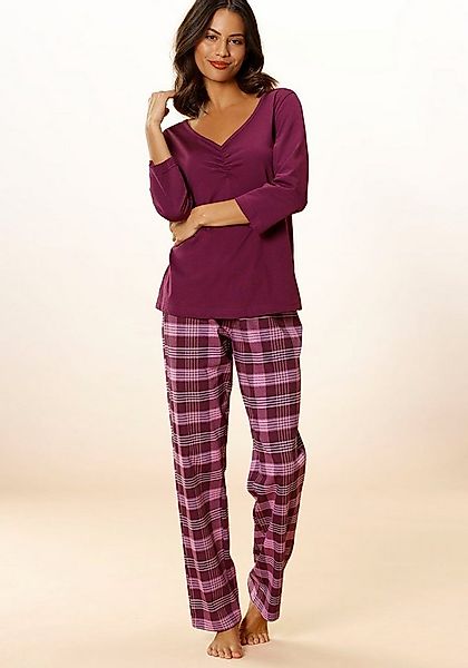 Vivance Dreams Pyjama (2 tlg., 2-teilig) mit karierter Hose günstig online kaufen