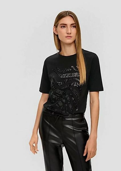 s.Oliver BLACK LABEL Kurzarmshirt T-Shirt mit Pailletten Pailletten günstig online kaufen
