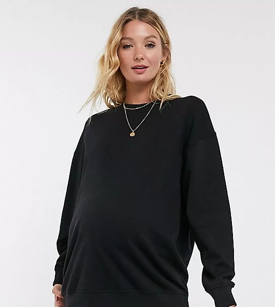 ASOS DESIGN Maternity – Übergroßes Sweatshirt aus Bio-Baumwolle in Schwarz günstig online kaufen