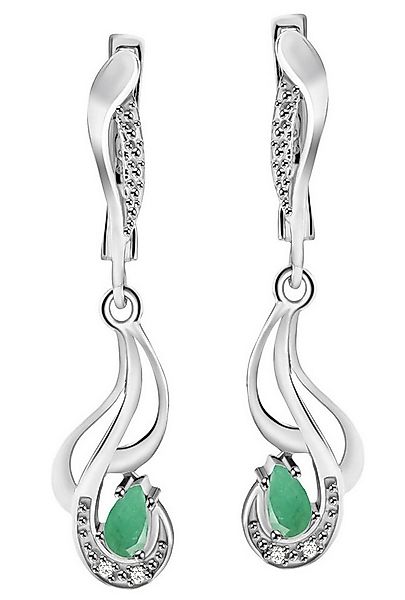 Limana Paar Ohrhänger echter Smaragd grün 925 Silber hängende Damen Ohrring günstig online kaufen