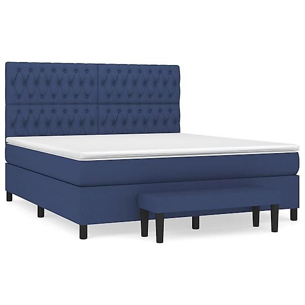 vidaXL Boxspringbett, Boxspringbett mit Matratze Blau 180x200 cm Stoff günstig online kaufen