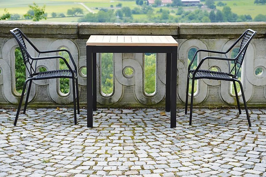 Outdoor Tisch Quadrat Teak / schwarz 120x120 günstig online kaufen