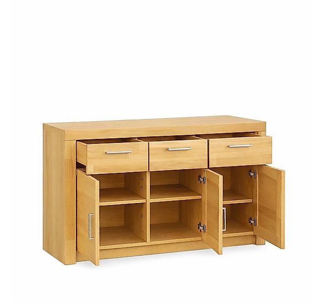 bv-vertrieb Highboard Highboard Kernbuche Kommode 4 Schubladen Metallgriffe günstig online kaufen