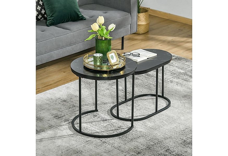 HOMCOM Couchtisch Beistelltisch in Marmoroptik, stapelbar, (Kaffeetisch-Set günstig online kaufen
