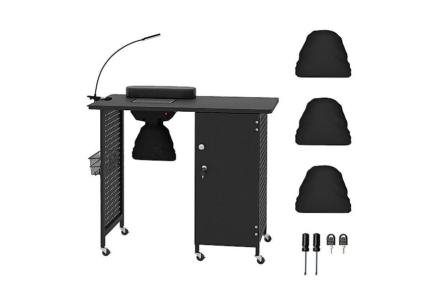 COSTWAY Arbeitstisch, Manikürtisch mit Rollen, Nageltisch mit Staubbeuteln günstig online kaufen