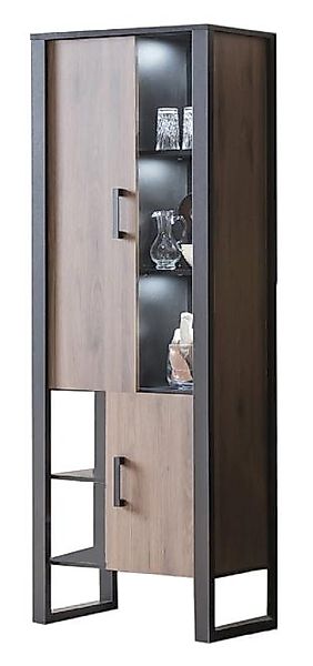 NORDI 012 Vitrine Front:Dekor Okapi Nuss/Korpus:Schwarz-Okapi Nuss günstig online kaufen