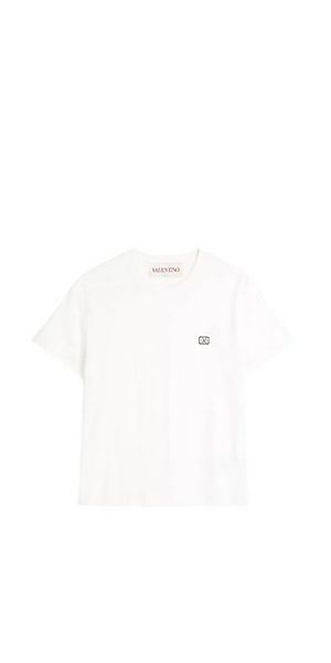 Valentino Print-Shirt Valentino V Logo Patch T-Shirt Weiß günstig online kaufen