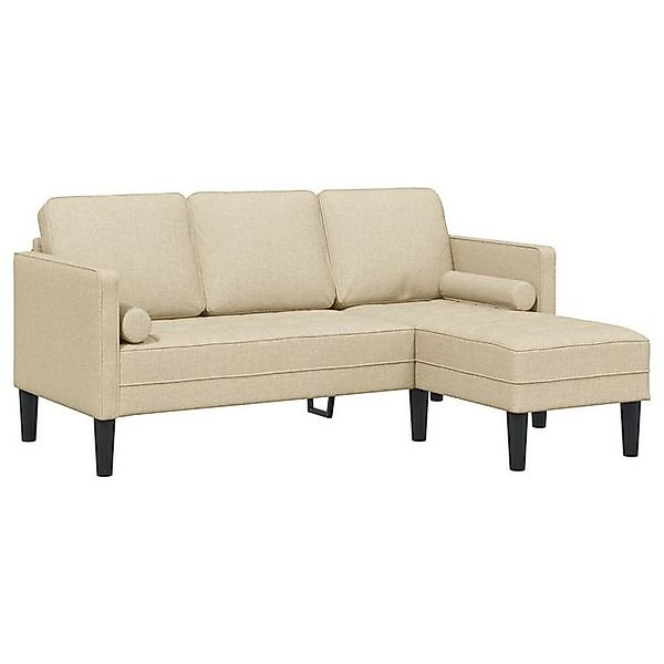 vidaXL Sofa 3-Sitzer L-förmiges Sofa Creme 160 cm Stoff, 1 Teile günstig online kaufen