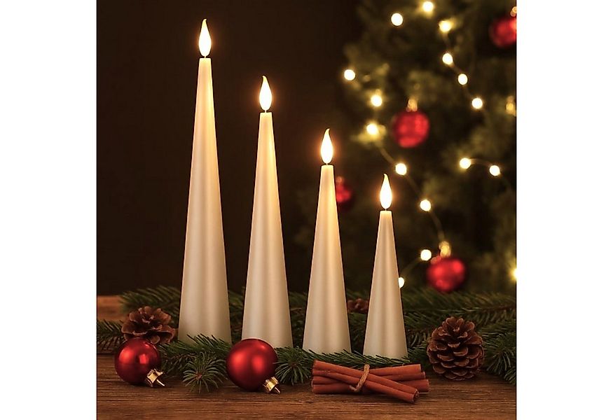 Online-Fuchs LED-Kerze 4 Kerzen, Stabkerzen XL in Kegelform inklusive 6-Stu günstig online kaufen