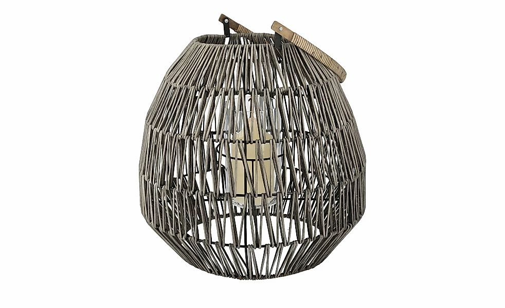 Laterne   ¦ grau ¦ Glas,Rattan,Metall ¦ Maße (cm): H: 60  Ø: 40 Accessoires günstig online kaufen