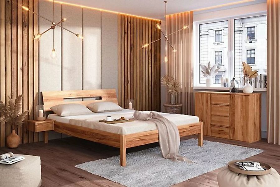 Natur24 Einzelbett Bett Bento 7 Sonderlänge 100x220 Kernbuche Holzkopfteil günstig online kaufen