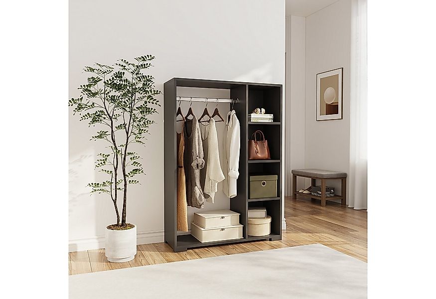 en.casa Kleiderschrank »Nesbyen« mit Garderobenstange Anthrazit günstig online kaufen