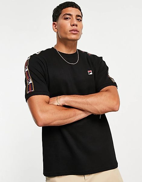 Fila – T-Shirt in Schwarz mit Zierstreifen günstig online kaufen