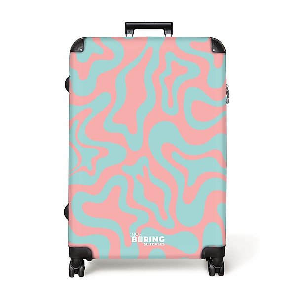 NoBoringSuitcases.com© Hartschalen-Trolley Rosa mit blauem abstraktem günstig online kaufen