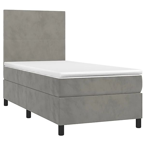 vidaXL Boxspringbett mit Matratze & LED Hellgrau 90x190 cm Samt 3135975 günstig online kaufen