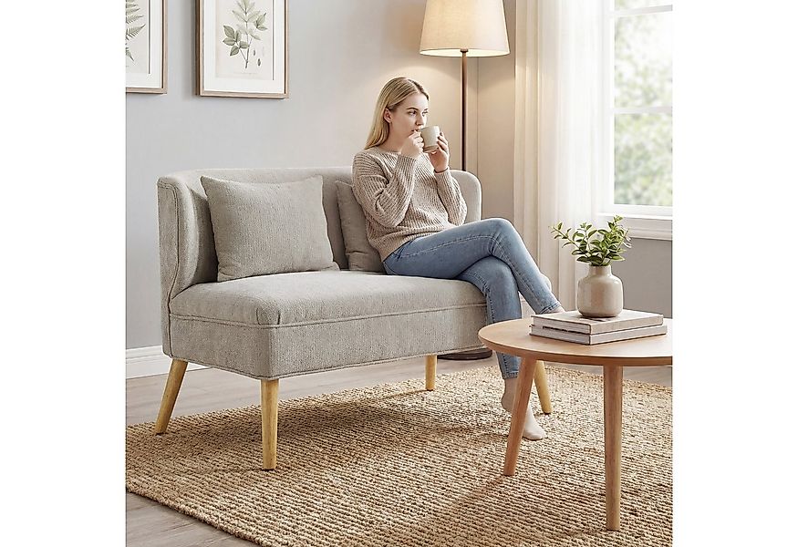HOMCOM Loveseat kleine Couch mit Flügelrücken, 2 Wurfkissen (117 cm Dick Ge günstig online kaufen
