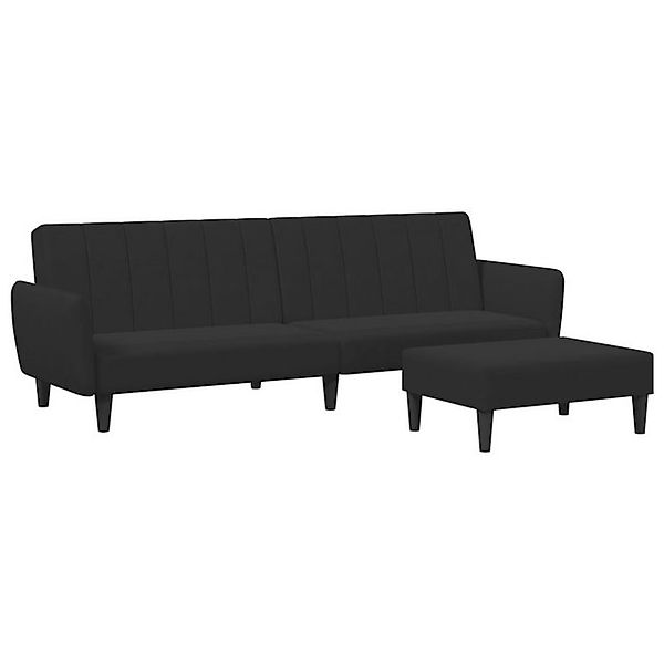 vidaXL Sofa, Schlafsofa 2-Sitzer mit Fußhocker Schwarz Samt günstig online kaufen