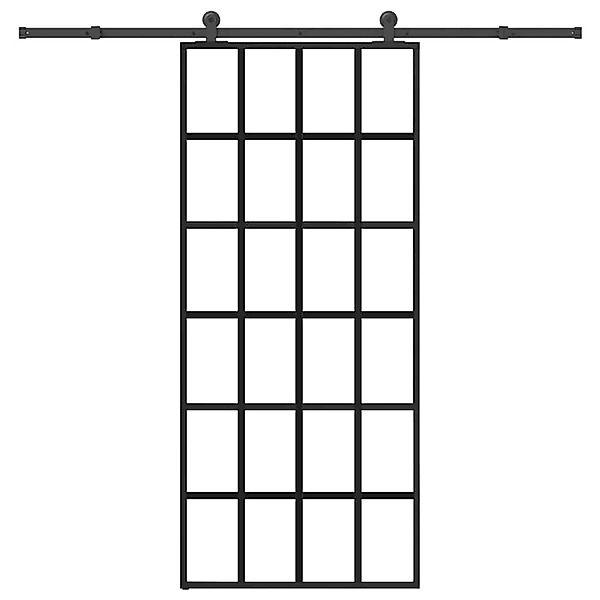 vidaXL Schiebetür mit Beschlag 90x205 cm ESG-Glas & Aluminium 3332855 günstig online kaufen