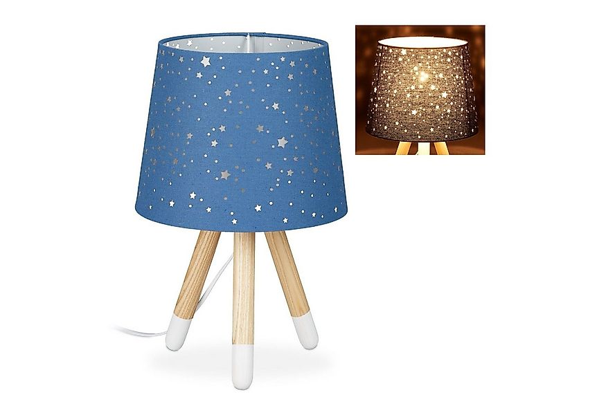 relaxdays Nachttischlampe Tischlampe Kinderzimmer Sterne, blau günstig online kaufen