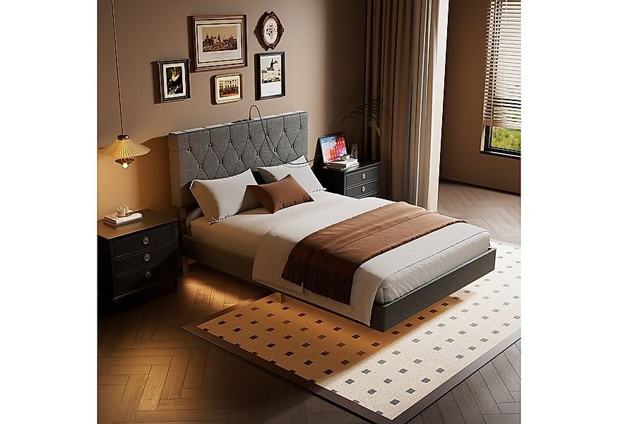 oyajia Bettgestell Doppelbett 140x200cm mit Lattenrost, Schwebebett Gestell günstig online kaufen