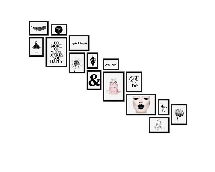 PHOTOLINI Bilderrahmen 15er Set Modern Schmal 10x15 bis 21x30 cm günstig online kaufen