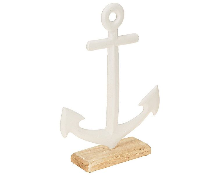 Viana Dekofigur Tischdeko Anker Weiß Natur Maritim Holz 20x5x26cm günstig online kaufen