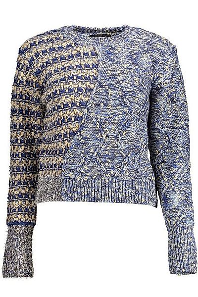 Desigual Strickpullover Pullover Damen Blau: Langarm, Kontraste, Rundhals - günstig online kaufen