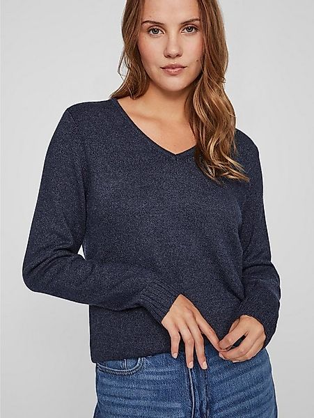 Vila Strickpullover Dünner Strickpullover Basic Stretch VIRIL VIRIL V-NECK günstig online kaufen