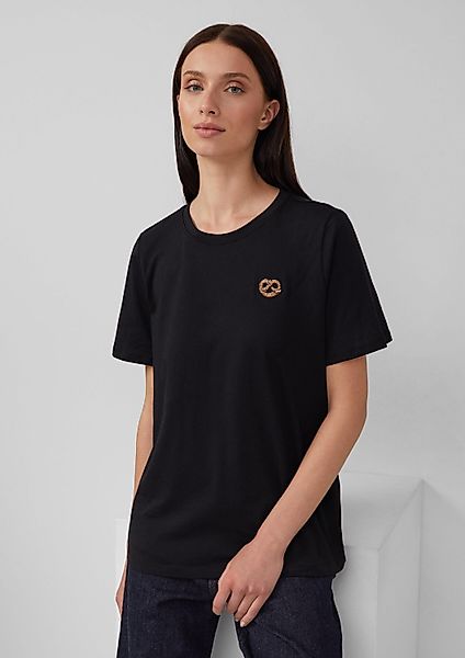 s.Oliver Kurzarmshirt T-Shirt Baumwollshirt mit Stickerei, günstig online kaufen