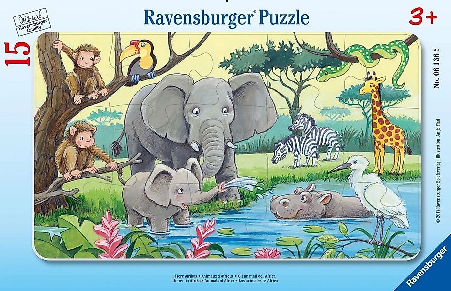 Ravensburger Puzzle Tiere Afrikas. Puzzle 15 Teile, 15 Puzzleteile günstig online kaufen