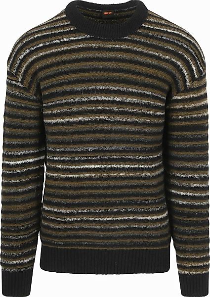 BOSS Pullover Aturn Wool Blend Streifen Schwarz - Größe XXL günstig online kaufen