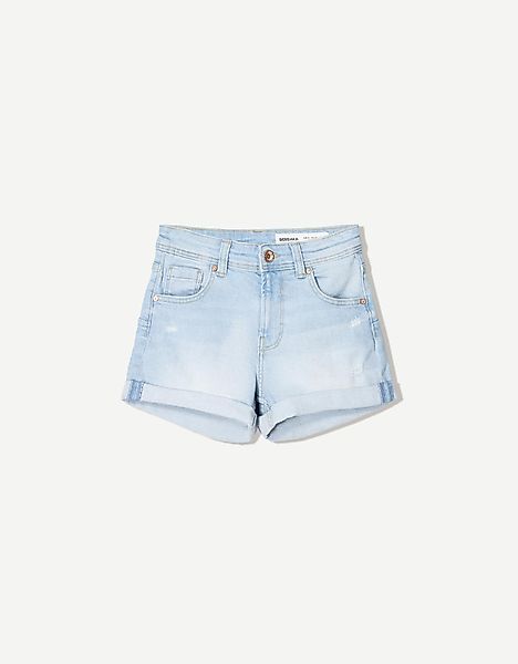 Bershka Jeansshorts Mit Roll-Up Damen 34 Hellblau günstig online kaufen