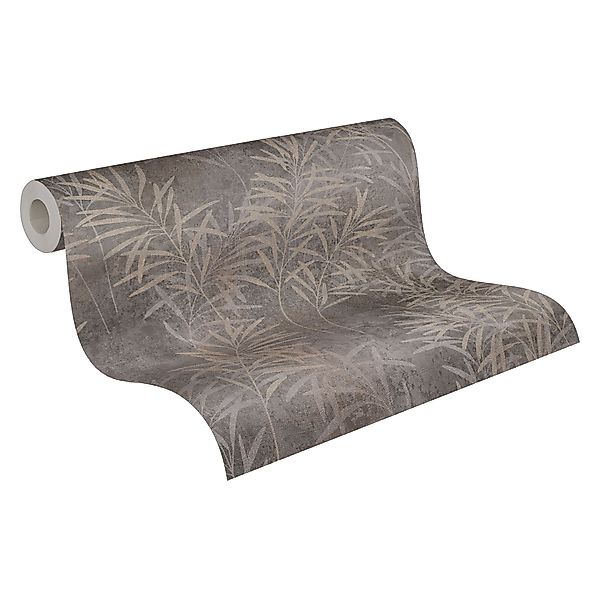 Bricoflor Blätter Tapete mit Metallic Effekt anthrazit Vliestapete mit Blät günstig online kaufen