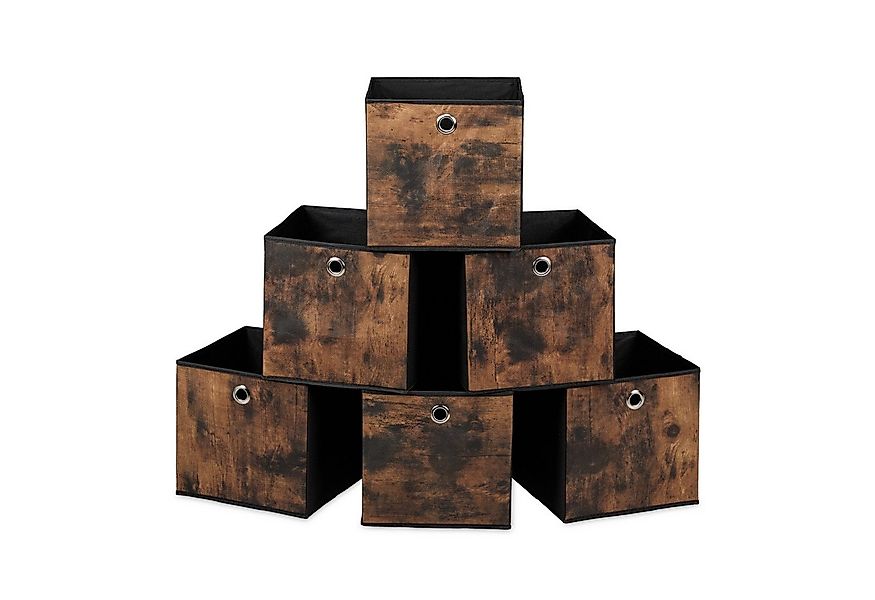 relaxdays Aufbewahrungsbox Stoff Aufbewahrungsbox Holzoptik 6er Set (6 St), günstig online kaufen