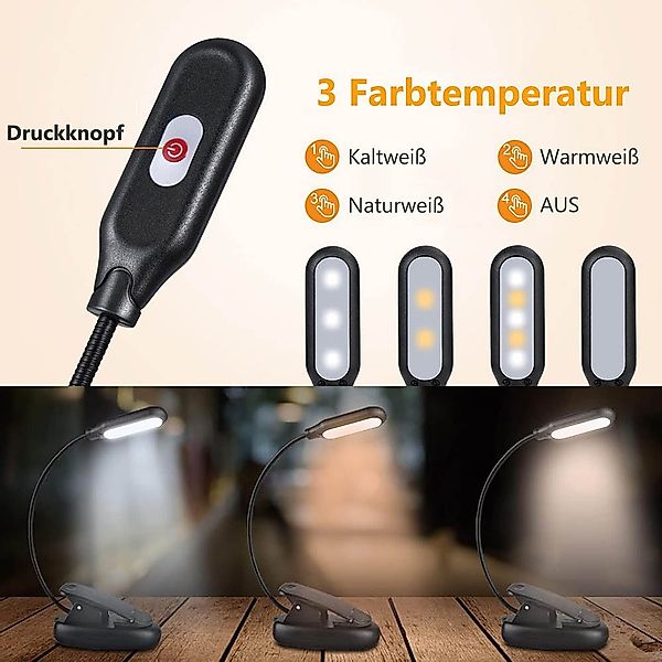 MUPOO LED Klemmleuchte Tragbare LED Leselampe günstig online kaufen