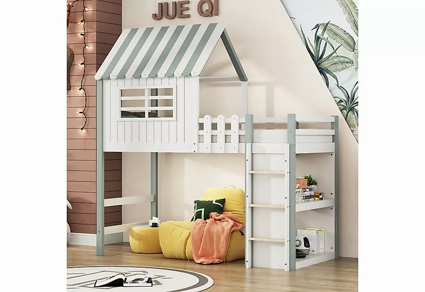 BlingBin Hochbett Kinderbett Einzelbett Jugendbetten 90×200CM (1-St., mit K günstig online kaufen