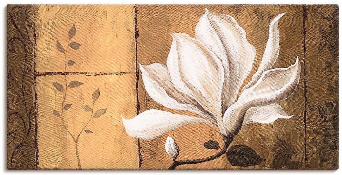 Artland Leinwandbild "Magnolie an Gold-Braun" Blumen 1 Stk. tlg. als Leinwa günstig online kaufen