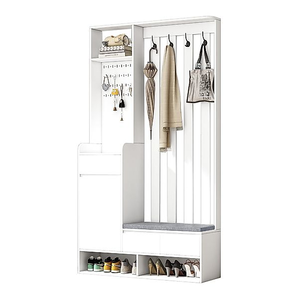 Merax Garderoben-Set mit gepolsterter Aufbewahrungsbank, (Kompaktgarderobe günstig online kaufen