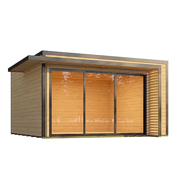 Weka Gartenhaus Amberley 3-Fach Schiebetür Naturbelassen 400 cm x 400 cm günstig online kaufen