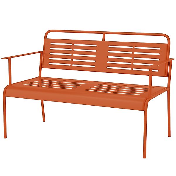 Outsunny Gartenbank 2-Sitzer Gartenbank im Freien aus Stahl mit Armlehnen u günstig online kaufen