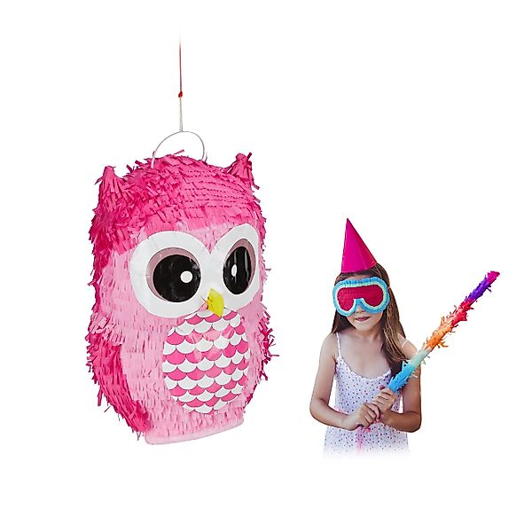 relaxdays Papierdekoration Pinata Eule in Pink günstig online kaufen