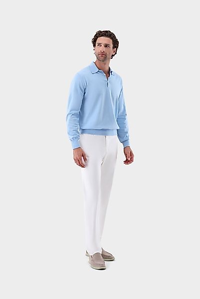 Langarm Strick-Poloshirt mit Baumwolle und Seide günstig online kaufen