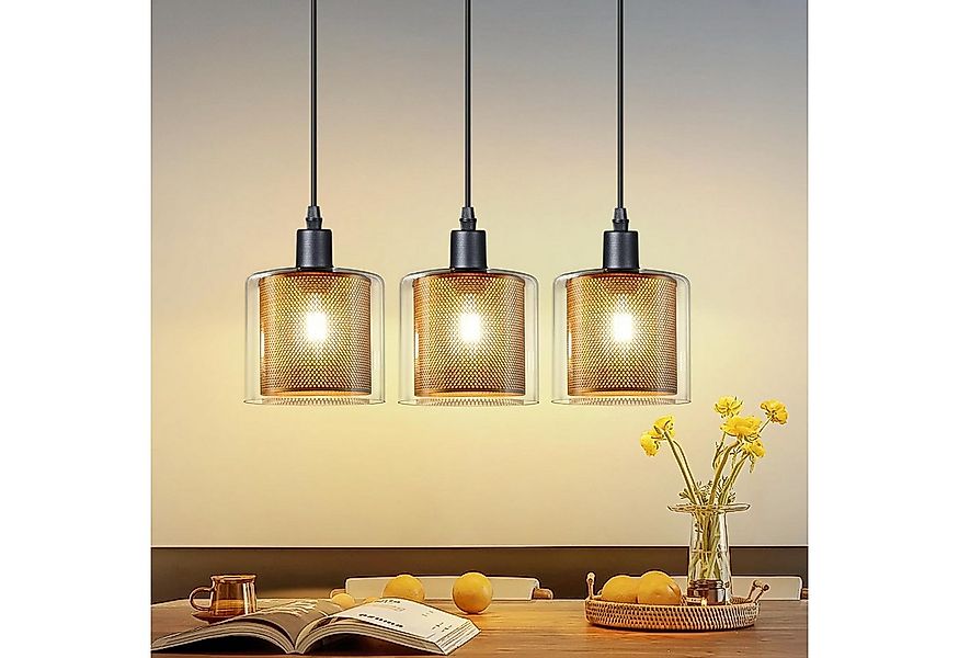 ZMH Pendelleuchte Esszimmer Vintage Pendellampe mit Doppeltem Schirm 1/3/4 günstig online kaufen
