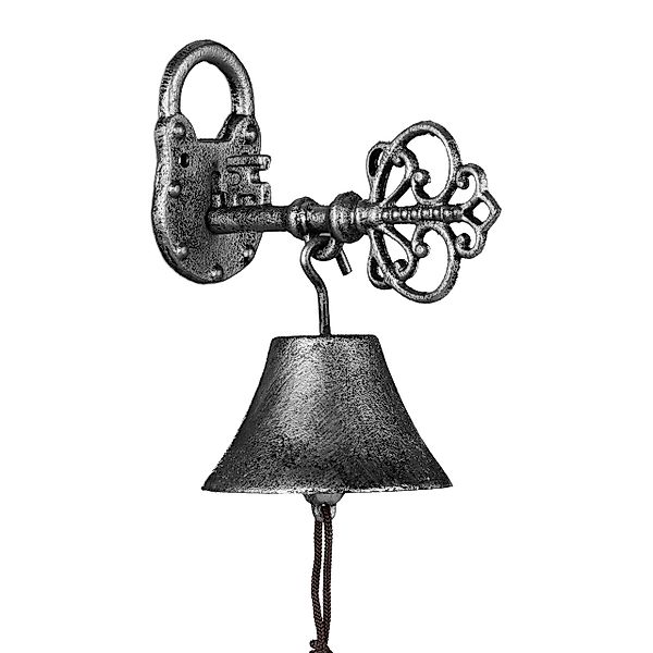 relaxdays Wanddekoobjekt Gusseisen Türglocke "Schlüssel" silber günstig online kaufen