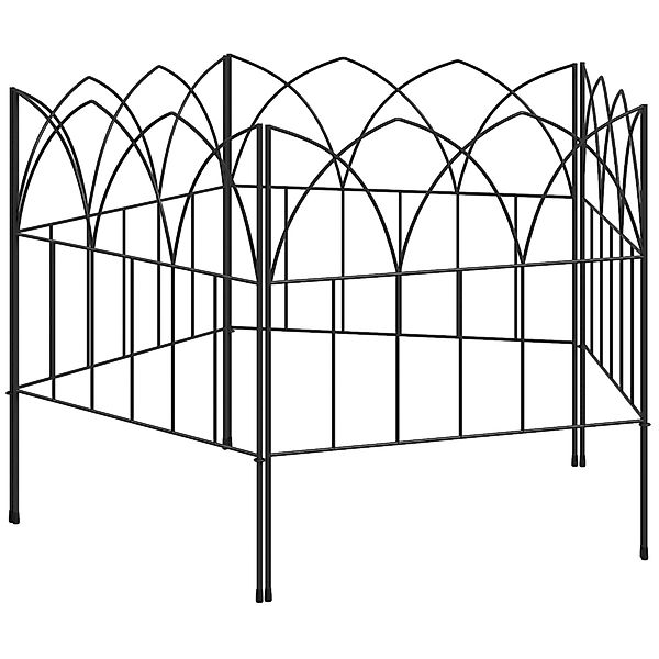 Outsunny Set aus 5 dekorativen Gartenzaunpaneelen aus Metall, Gartenbegrenz günstig online kaufen